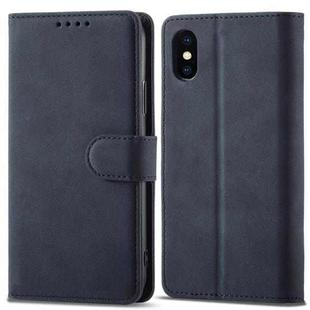 For iPhone XR Frosted Anti-theft Brush Horizontal Flip Leather Case with Holder & Card Slots & Wallet(Dark Blue)