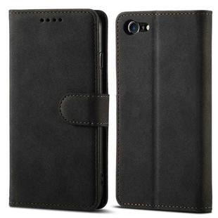 For iPhone SE 2022 / SE 2020 / 8 / 7 Frosted Anti-theft Brush Horizontal Flip Leather Case with Holder & Card Slots & Wallet(Black)