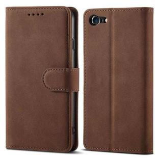 For iPhone SE 2022 / SE 2020 / 8 / 7 Frosted Anti-theft Brush Horizontal Flip Leather Case with Holder & Card Slots & Wallet(Coffee)