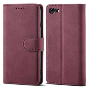 Frosted Anti-theft Brush Horizontal Flip Leather Case with Holder & Card Slots & Wallet For iPhone 8 Plus & 7 Plus(Wine Red)