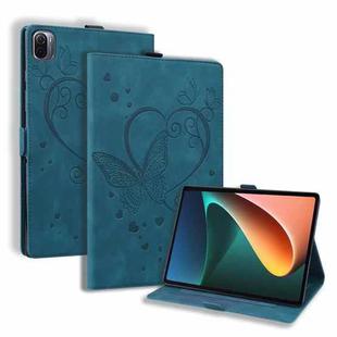For Xiaomi Pad 5 / Pad 5 Pro Love Butterfly Pattern Horizontal Flip Leather Case with Holder & Sleep / Wake-up Function(Blue)