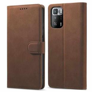 For Xiaomi Redmi Note 10 Frosted Anti-theft Brush Horizontal Flip Leather Case with Holder & Card Slots & Wallet(Coffee)