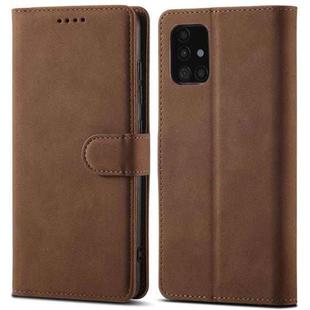 For Samsung Galaxy A51 Frosted Anti-theft Brush Horizontal Flip Leather Case with Holder & Card Slots & Wallet(Coffee)