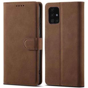For Samsung Galaxy A71 Frosted Anti-theft Brush Horizontal Flip Leather Case with Holder & Card Slots & Wallet(Coffee)