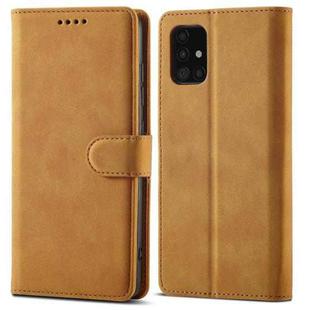 For Samsung Galaxy A71 5G Frosted Anti-theft Brush Horizontal Flip Leather Case with Holder & Card Slots & Wallet(Yellow)
