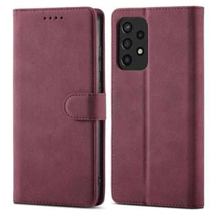 For Samsung Galaxy A72 5G/4G Frosted Anti-theft Brush Horizontal Flip Leather Case with Holder & Card Slots & Wallet(Wine Red)