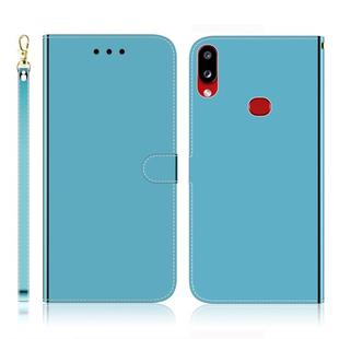 For Galaxy A10s Imitated Mirror Surface Horizontal Flip Leather Case with Holder & Card Slots & Wallet & Lanyard(Blue)