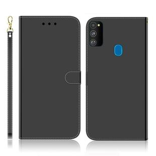 For Galaxy M30s Imitated Mirror Surface Horizontal Flip Leather Case with Holder & Card Slots & Wallet & Lanyard(Black)
