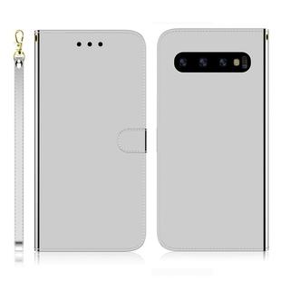 For Galaxy S10 Imitated Mirror Surface Horizontal Flip Leather Case with Holder & Card Slots & Wallet & Lanyard(Silver)