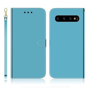 For Galaxy S10+ Imitated Mirror Surface Horizontal Flip Leather Case with Holder & Card Slots & Wallet & Lanyard(Blue)