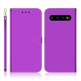 For Galaxy S10+ Imitated Mirror Surface Horizontal Flip Leather Case with Holder & Card Slots & Wallet & Lanyard(Purple)