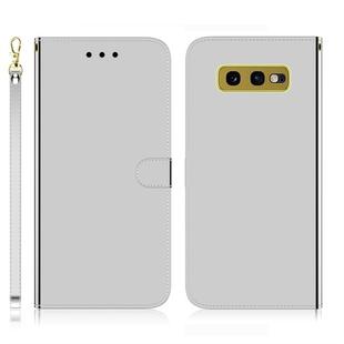 For Galaxy S10e Imitated Mirror Surface Horizontal Flip Leather Case with Holder & Card Slots & Wallet & Lanyard(Silver)