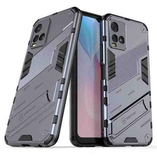 For vivo Y21 Punk Armor 2 in 1 PC + TPU Shockproof Case with Invisible Holder(Grey)