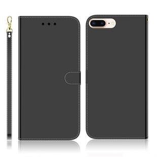 For iPhone 7 Plus / 8 Plus Imitated Mirror Surface Horizontal Flip Leather Case with Holder & Card Slots & Wallet & Lanyard(Black)