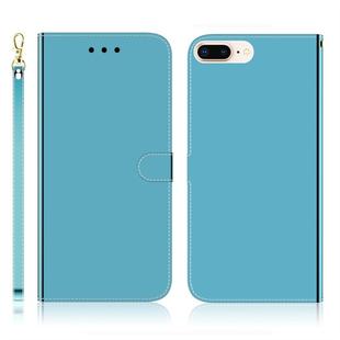 For iPhone 7 Plus / 8 Plus Imitated Mirror Surface Horizontal Flip Leather Case with Holder & Card Slots & Wallet & Lanyard(Blue)