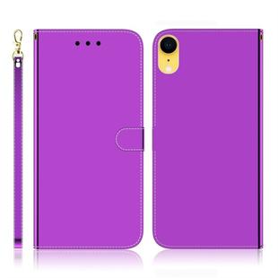 For iPhone XR Imitated Mirror Surface Horizontal Flip Leather Case with Holder & Card Slots & Wallet & Lanyard(Purple)