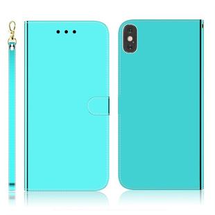 For iPhone XS Max Imitated Mirror Surface Horizontal Flip Leather Case with Holder & Card Slots & Wallet & Lanyard(Mint Green)