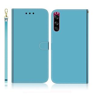 For Sony Xperia 5 Imitated Mirror Surface Horizontal Flip Leather Case with Holder & Card Slots & Wallet & Lanyard(Blue)