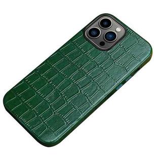 Crocodile Texture Top Layer Cowhide Leather Back Cover Shockproof Case For iPhone 12 Pro Max(Green)