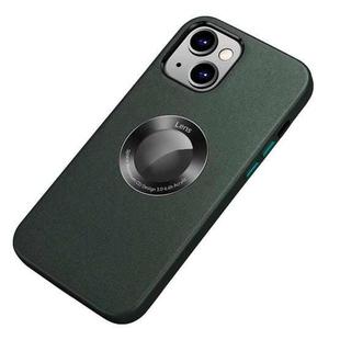 Nappa Texture Leather Back Cover Shockproof Case For iPhone 13 mini(Deep Green)