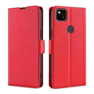 For Google Pixel 4a Ultra-thin Voltage Side Buckle PU + TPU Horizontal Flip Leather Case with Holder & Card Slot(Red)