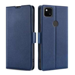 For Google Pixel 4a Ultra-thin Voltage Side Buckle PU + TPU Horizontal Flip Leather Case with Holder & Card Slot(Blue)