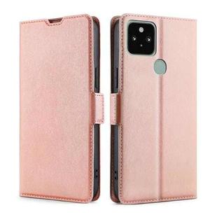 For Google Pixel 5 Ultra-thin Voltage Side Buckle PU + TPU Horizontal Flip Leather Case with Holder & Card Slot(Rose Gold)