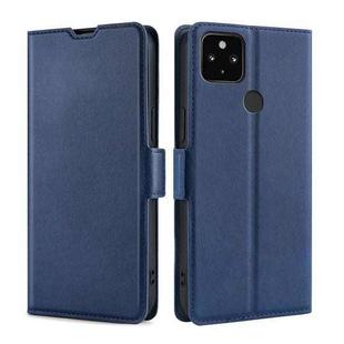For Google Pixel 5 XL 4G & 5G / Pixel 4a 5G Ultra-thin Voltage Side Buckle PU + TPU Horizontal Flip Leather Case with Holder & Card Slot(Blue)
