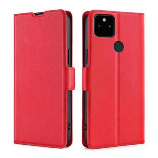 For Google Pixel 5a Ultra-thin Voltage Side Buckle PU + TPU Horizontal Flip Leather Case with Holder & Card Slot(Red)