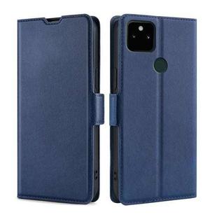 For Google Pixel 5a Ultra-thin Voltage Side Buckle PU + TPU Horizontal Flip Leather Case with Holder & Card Slot(Blue)