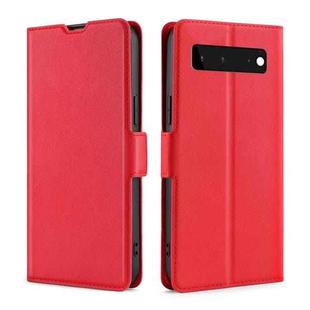 For Google Pixel 6 Ultra-thin Voltage Side Buckle PU + TPU Horizontal Flip Leather Case with Holder & Card Slot(Red)