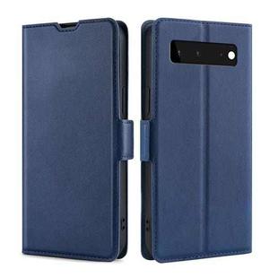 For Google Pixel 6 Ultra-thin Voltage Side Buckle PU + TPU Horizontal Flip Leather Case with Holder & Card Slot(Blue)