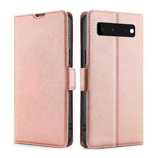 For Google Pixel 6 Ultra-thin Voltage Side Buckle PU + TPU Horizontal Flip Leather Case with Holder & Card Slot(Rose Gold)