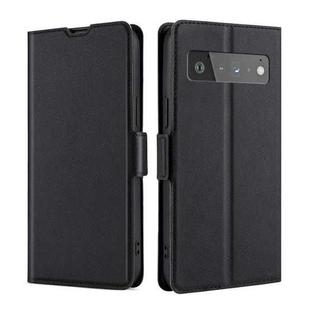For Google Pixel 6 Pro Ultra-thin Voltage Side Buckle PU + TPU Horizontal Flip Leather Case with Holder & Card Slot(Black)