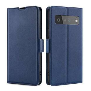 For Google Pixel 6 Pro Ultra-thin Voltage Side Buckle PU + TPU Horizontal Flip Leather Case with Holder & Card Slot(Blue)