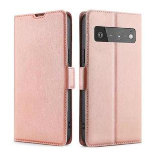 For Google Pixel 6 Pro Ultra-thin Voltage Side Buckle PU + TPU Horizontal Flip Leather Case with Holder & Card Slot(Rose Gold)