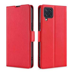 For Samsung Galaxy M32 International Version Ultra-thin Voltage Side Buckle PU + TPU Horizontal Flip Leather Case with Holder & Card Slot(Red)