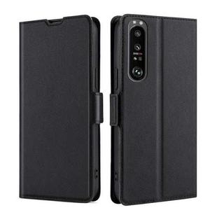 For Sony Xperia 1 III Ultra-thin Voltage Side Buckle PU + TPU Horizontal Flip Leather Case with Holder & Card Slot(Black)