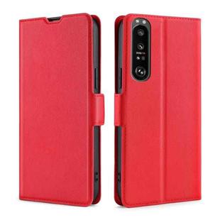 For Sony Xperia 1 III Ultra-thin Voltage Side Buckle PU + TPU Horizontal Flip Leather Case with Holder & Card Slot(Red)