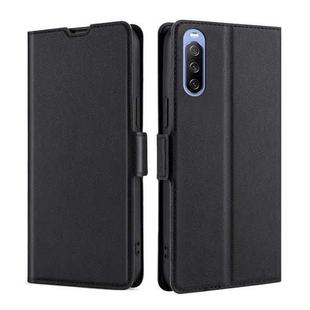 For Sony Xperia 10 III Ultra-thin Voltage Side Buckle PU + TPU Horizontal Flip Leather Case with Holder & Card Slot(Black)