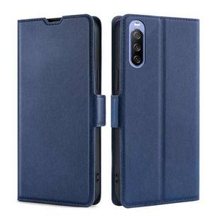For Sony Xperia 10 III Ultra-thin Voltage Side Buckle PU + TPU Horizontal Flip Leather Case with Holder & Card Slot(Blue)