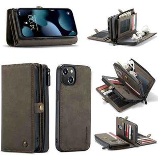 For iPhone 13 CaseMe-018 Detachable Multifunctional Horizontal Flip Leather Case with Card Slot & Holder & Zipper Wallet & Photo Frame(Brown)