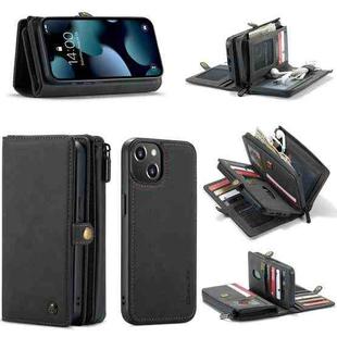 For iPhone 13 CaseMe-018 Detachable Multifunctional Horizontal Flip Leather Case with Card Slot & Holder & Zipper Wallet & Photo Frame(Black)
