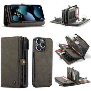 For iPhone 13 Pro CaseMe-018 Detachable Multifunctional Horizontal Flip Leather Case with Card Slot & Holder & Zipper Wallet & Photo Frame (Brown)