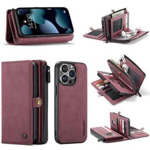 For iPhone 13 Pro CaseMe-018 Detachable Multifunctional Horizontal Flip Leather Case with Card Slot & Holder & Zipper Wallet & Photo Frame (Red)