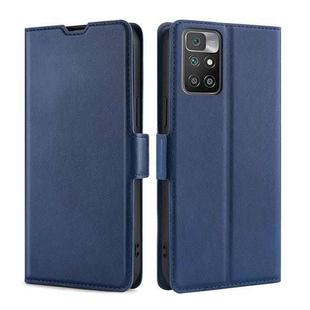 For Xiaomi Redmi 10 Ultra-thin Voltage Side Buckle PU + TPU Horizontal Flip Leather Case with Holder & Card Slot(Blue)