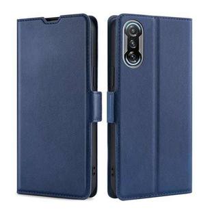 For Xiaomi Redmi K40 Gaming Ultra-thin Voltage Side Buckle PU + TPU Horizontal Flip Leather Case with Holder & Card Slot(Blue)