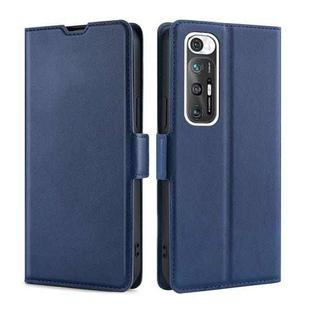 For Xiaomi Mi 10S Ultra-thin Voltage Side Buckle PU + TPU Horizontal Flip Leather Case with Holder & Card Slot(Blue)
