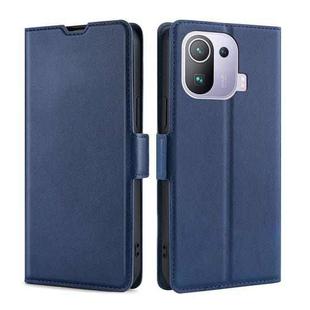 For Xiaomi Mi 11 Pro Ultra-thin Voltage Side Buckle PU + TPU Horizontal Flip Leather Case with Holder & Card Slot(Blue)