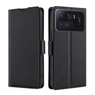 For Xiaomi Mi 11 Ultra Ultra-thin Voltage Side Buckle PU + TPU Horizontal Flip Leather Case with Holder & Card Slot(Black)